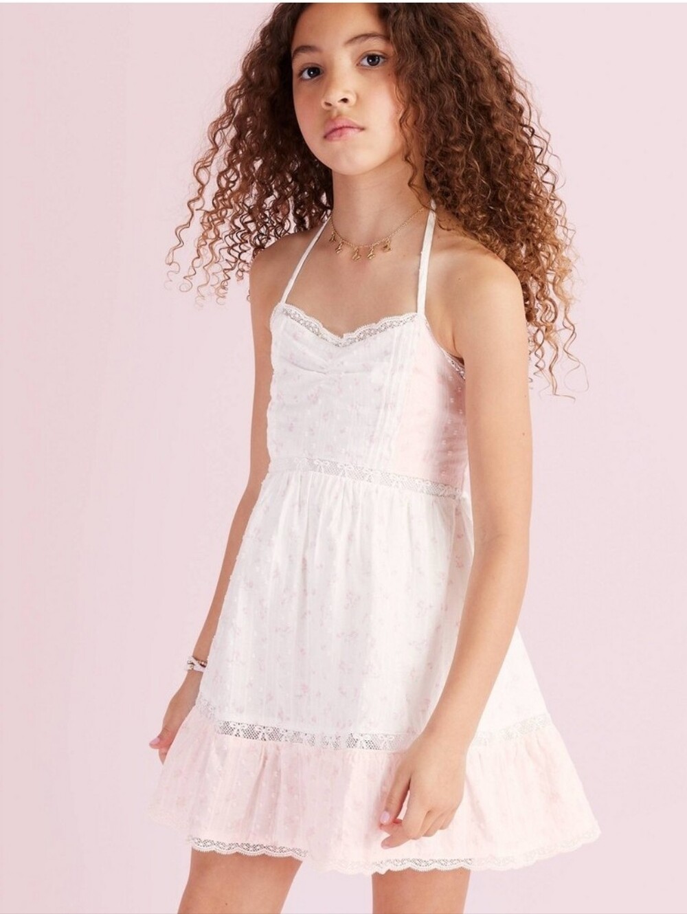 LoveShackFancy Target Girl's Annabelle Ditsy Floral Halter Dress - Light Pink 16